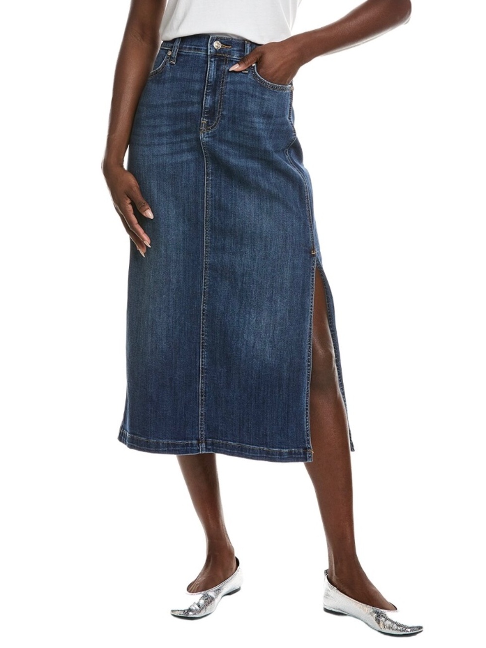 Summer Denim midi skirt size medium - 7 for all Mankind - Picture 4 of 7